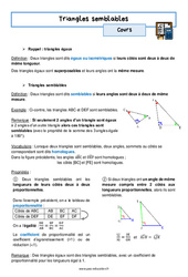 Triangles semblables - Séquence complète : 3eme Secondaire - PDF à imprimer