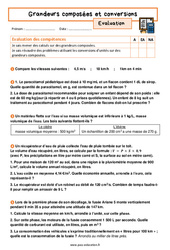 Grandeurs composées et conversions - Examen Evaluation avec la correction : 3eme Secondaire - PDF à imprimer