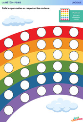 Gommettes de couleur - Météo - Logique : 1ere, 2eme Maternelle - Cycle Fondamental - PDF à imprimer