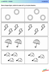 Météo - Nombres : 1ere, 2eme Maternelle - Cycle Fondamental - PDF à imprimer