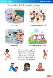 Les lieux de l’école - Savoir parler : 1ere, 2eme Maternelle - Cycle Fondamental - PDF à imprimer