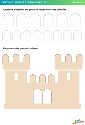 Châteaux, Princes et Princesses - Graphisme : 1ere, 2eme Maternelle - Cycle Fondamental - PDF à imprimer
