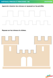 Créneaux du château - Graphisme : 1ere, 2eme Maternelle - Cycle Fondamental - PDF à imprimer