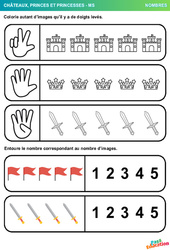 Couronnes, Épées - Nombres : 1ere, 2eme Maternelle - Cycle Fondamental - PDF à imprimer