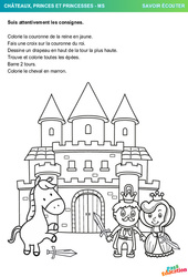 Couronne de la reine - Dessin - Savoir écouter en maternelle : 1ere, 2eme Maternelle - Cycle Fondamental - PDF à imprimer