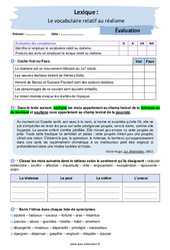 Le vocabulaire relatif au réalisme - Examen Evaluation avec la correction : 2eme Secondaire - PDF à imprimer