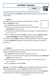 Synthèse fonctions - Cours : 3eme Secondaire - PDF à imprimer