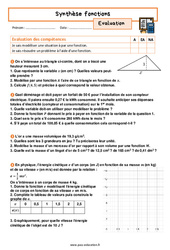 Synthèse fonctions - Examen Evaluation avec la correction : 3eme Secondaire - PDF à imprimer