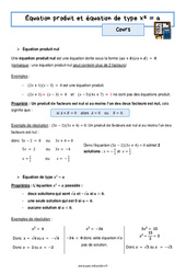 Equation produit et racine carrée - Séquence complète : 3eme Secondaire - PDF à imprimer