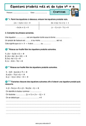 Equation produit et racine carrée - Exercices avec les corrigés : 3eme Secondaire - PDF à imprimer