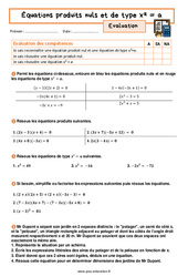 Equation produit et racine carrée - Examen Evaluation avec la correction : 3eme Secondaire - PDF à imprimer