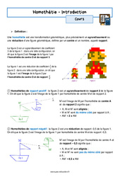 Homothétie (Introduction) - Cours : 3eme Secondaire - PDF à imprimer