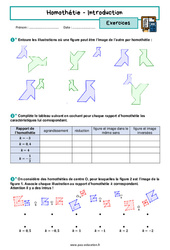 Homothétie (Introduction) - Exercices avec les corrigés : 3eme Secondaire - PDF à imprimer