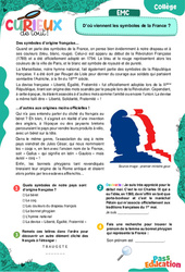 Les symboles de la France - L'origine - Curieux de tout : 1ere, 2eme, 3eme Secondaire - PDF à imprimer