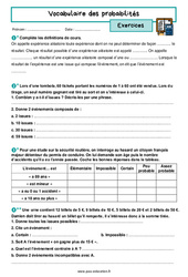 Vocabulaire des probabilités - Exercices avec les corrigés : 3eme Secondaire - PDF à imprimer