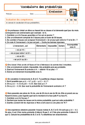 Vocabulaire des probabilités - Examen Evaluation avec la correction : 3eme Secondaire - PDF à imprimer