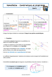 Constructions et propriétés - Cours sur l'homothétie : 3eme Secondaire - PDF à imprimer