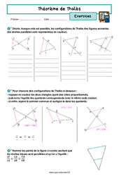 Calcul de longueur - Exercices avec les corrigés sur le théorème de Thalès : 3eme Secondaire - PDF à imprimer