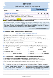 Le vocabulaire relatif au fantastique - Examen Evaluation avec la correction : 2eme Secondaire - PDF à imprimer