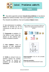 Problèmes additifs - Cours, Leçon : 2eme Primaire - PDF gratuit à imprimer