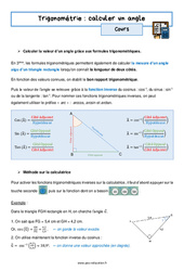 Calculer un angle - Séquence complète sur la trigonométrie : 3eme Secondaire - PDF à imprimer