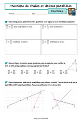 Réciproque de Thalès et parallèles - Exercices avec les corrigés : 3eme Secondaire - PDF à imprimer