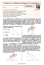 Synthèse sur le théorème de Pythagore et la trigonométrie - Examen Evaluation avec la correction : 3eme Secondaire - PDF à imprimer