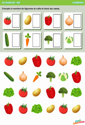 Des légumes du marché - Nombres : 1ere, 2eme Maternelle - Cycle Fondamental - PDF à imprimer