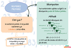 Nombres premiers - Carte mentale : 1ere Secondaire - PDF à imprimer