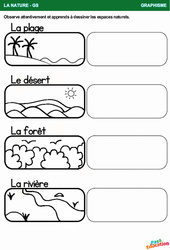 Espaces naturels - Graphisme : 3eme Maternelle - Cycle Fondamental - PDF à imprimer