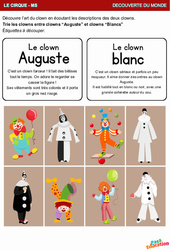 Le clown Auguste et le clown blanc - Explorer le monde en maternelle : 2eme Maternelle - Cycle Fondamental - PDF à imprimer