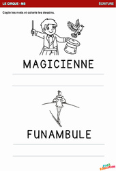 Magicienne et Funambule - Ecriture : 2eme Maternelle - Cycle Fondamental - PDF à imprimer