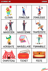 Univers du cirque - Lexique : 2eme Maternelle - Cycle Fondamental - PDF à imprimer