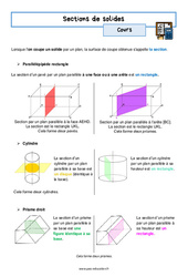 Sections de solides - Séquence complète : 3eme Secondaire - PDF à imprimer