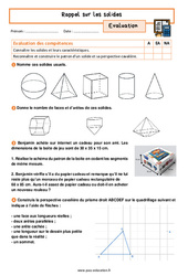 Les solides (Rappel) - Examen Evaluation avec les corrigés : 3eme Secondaire - PDF à imprimer