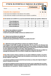 Critères de divisibilité et résolution de problèmes - Examen Evaluation avec les corrigés : 3eme Secondaire - PDF à imprimer
