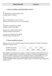Proportionnalité - Problèmes - Exercices - 1 : 5eme Primaire - PDF à imprimer