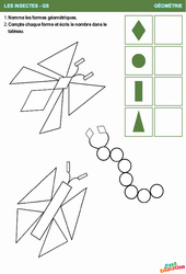 Les insectes - Les formes - Géométrie : 3eme Maternelle - Cycle Fondamental - PDF à imprimer