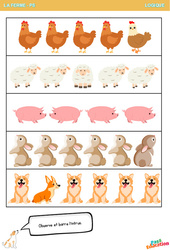 Les animaux mignons - La ferme - Logique : 1ere Maternelle - Cycle Fondamental - PDF à imprimer