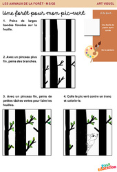 Une forêt pour mon pic - vert - Animaux de la forêt - Artistique : 2eme, 3eme Maternelle - Cycle Fondamental - PDF à imprimer