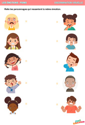 Ressentir les émotions - Discrimination visuelle : 1ere, 2eme Maternelle - Cycle Fondamental - PDF à imprimer