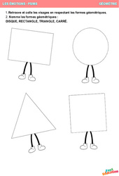 Les formes géométriques - Les émotions - Géométrie : 1ere, 2eme Maternelle - Cycle Fondamental - PDF à imprimer