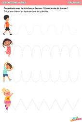 Ils sont de très bonne humeur les enfants ! - Les émotions - Graphisme : 1ere, 2eme Maternelle - Cycle Fondamental - PDF à imprimer