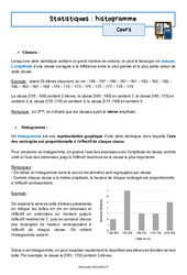 Histogramme - Séquence complète sur les statistiques : 3eme Secondaire - PDF à imprimer