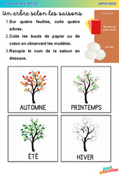 Un arbre selon les saisons - Artistique : 2eme, 3eme Maternelle - Cycle Fondamental - PDF à imprimer