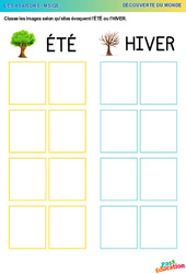 Hiver et Eté - Les 4 saisons - Découverte du monde : 2eme, 3eme Maternelle - Cycle Fondamental - PDF à imprimer