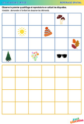 Les 4 saisons - Repérage spatial en maternelle : 2eme, 3eme Maternelle - Cycle Fondamental - PDF à imprimer