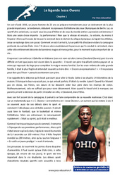 La légende Jesse Owens - Littérature - Jeux Olympiques : 1ere, 2eme Secondaire - PDF gratuit à imprimer