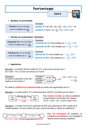 Pourcentages - Cours : 3eme Secondaire - PDF à imprimer