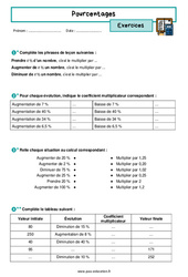 Pourcentages - Exercices corrigés : 3eme Secondaire - PDF à imprimer
